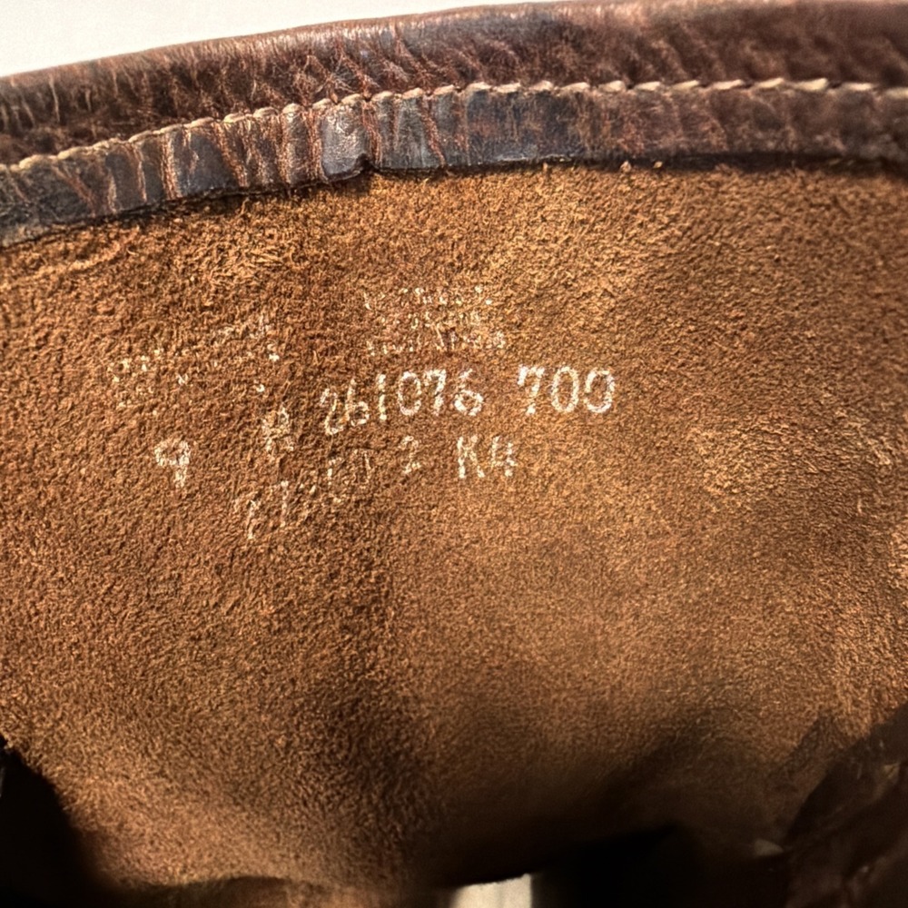 FRYE Brown Leather Belted Harness 12R Mid-Calf Boots, Square Toe Buckle, Sz 9M - Picture 10 of 10